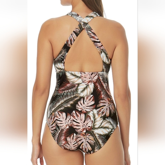 NWT Hurley Scattered Palm One-piece Swimsuit - Picture 2 of 3